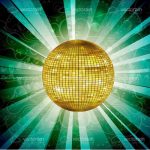 Golden Disco Ball with Ray Lights and Floral Background